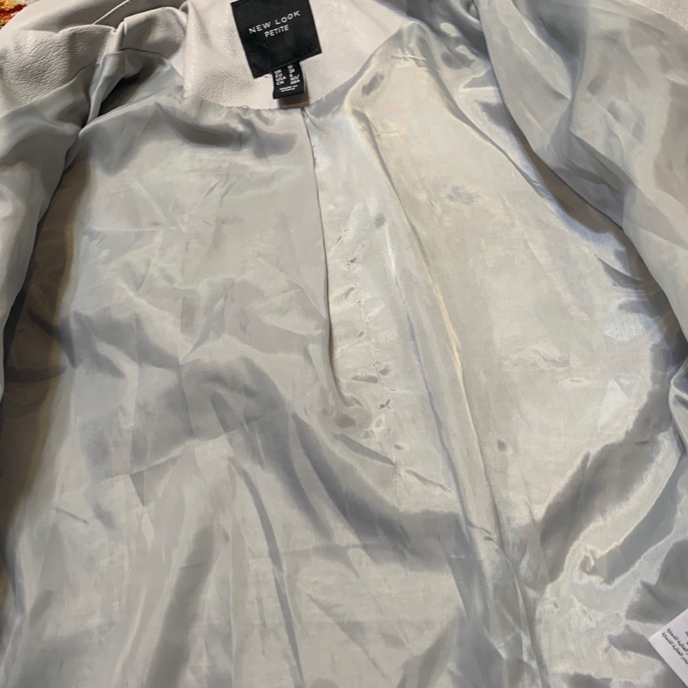 🐣New Look Petite Faux Grey Leather Moto Jacket - Picture 11 of 16